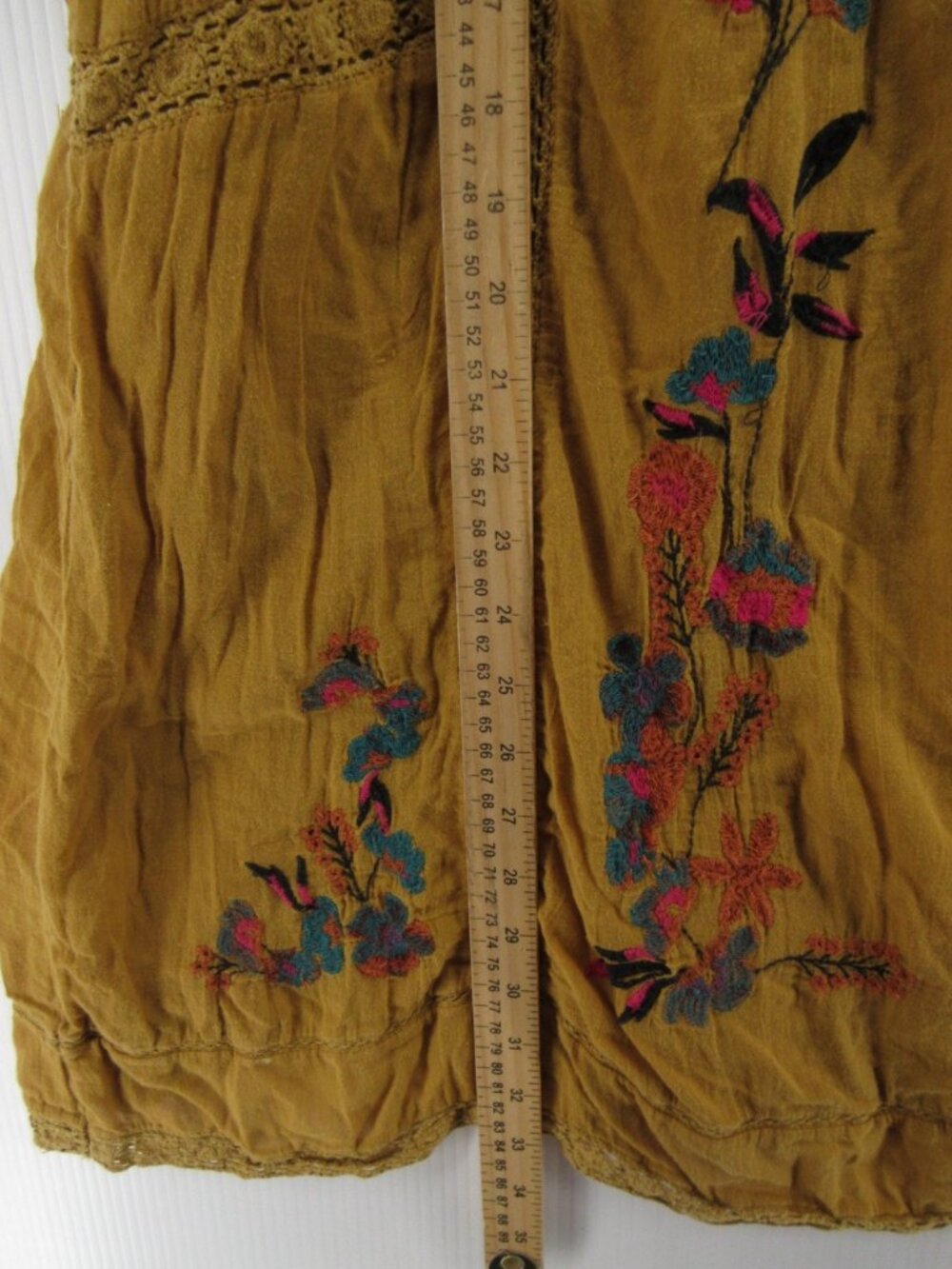 Free People Mustard Embroidered Mini Dress - Picture 5 of 11